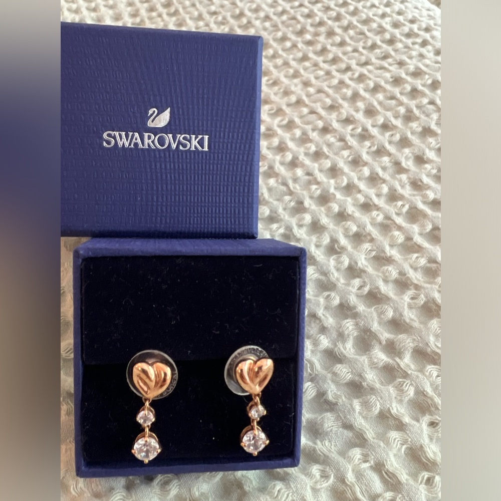 Swarovski Gold Heart Drop Earrings